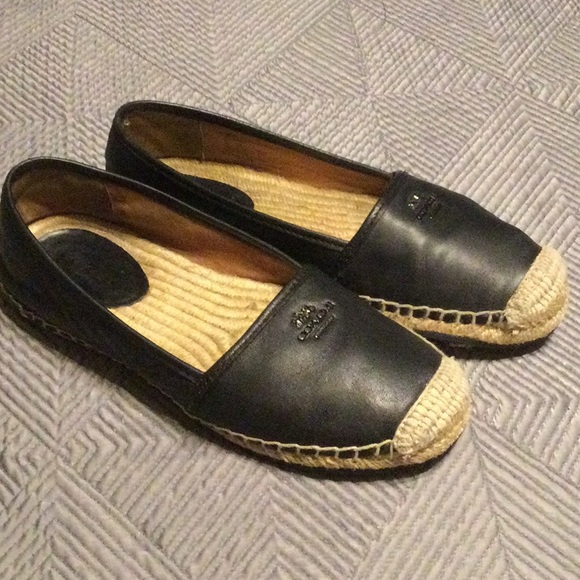 Coach Shoes Coach Size 7 Black Leather Espadrilles For Women Poshmark